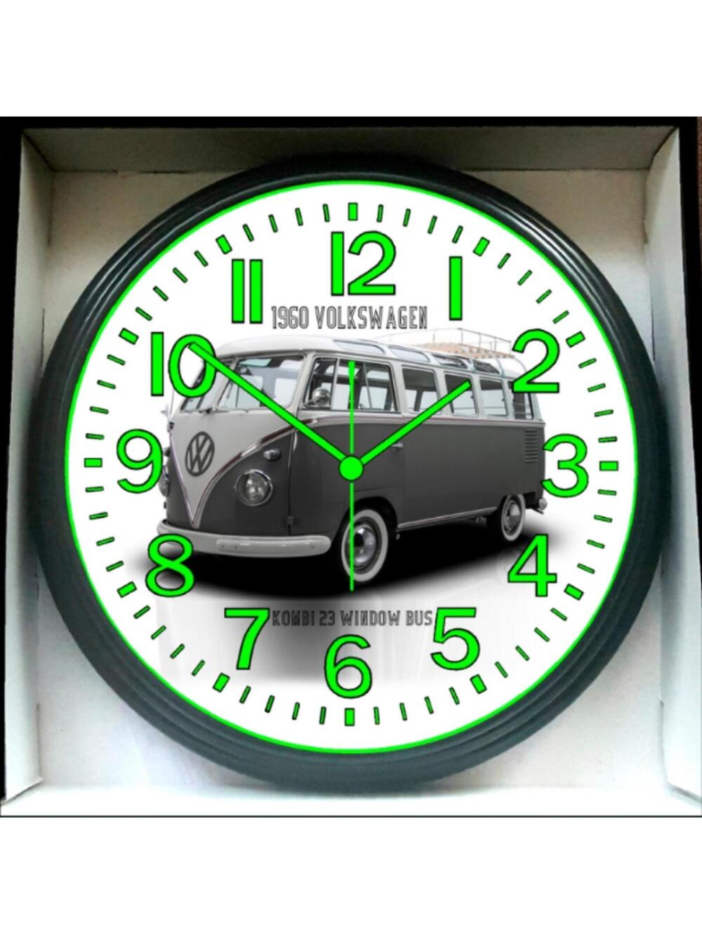 1960 Volkswagen VW Bus Kombi 23 Window Glow In The Dark Wall Clock New!